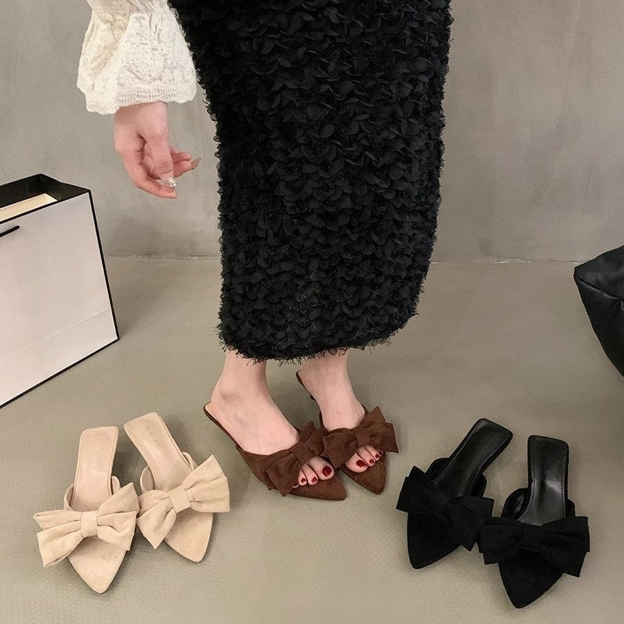 Damen elegante Mules mit Schleifenakzenten R&B