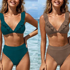 Damen Raffiniertes Triangel-Bikini-Set mit Rüschendetails R&B