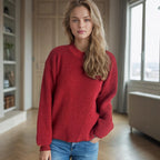 Damen lässiger Strickpullover mit großzügigem Schnitt und angenehmer Textur R&B
