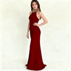 Damen Elegantes Maxikleid mit luxuriösem Kunstpelzkragen R&B