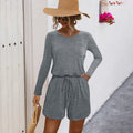 Damen Jumpsuit mit langen Ärmeln und praktischem Taschen-Design R&B