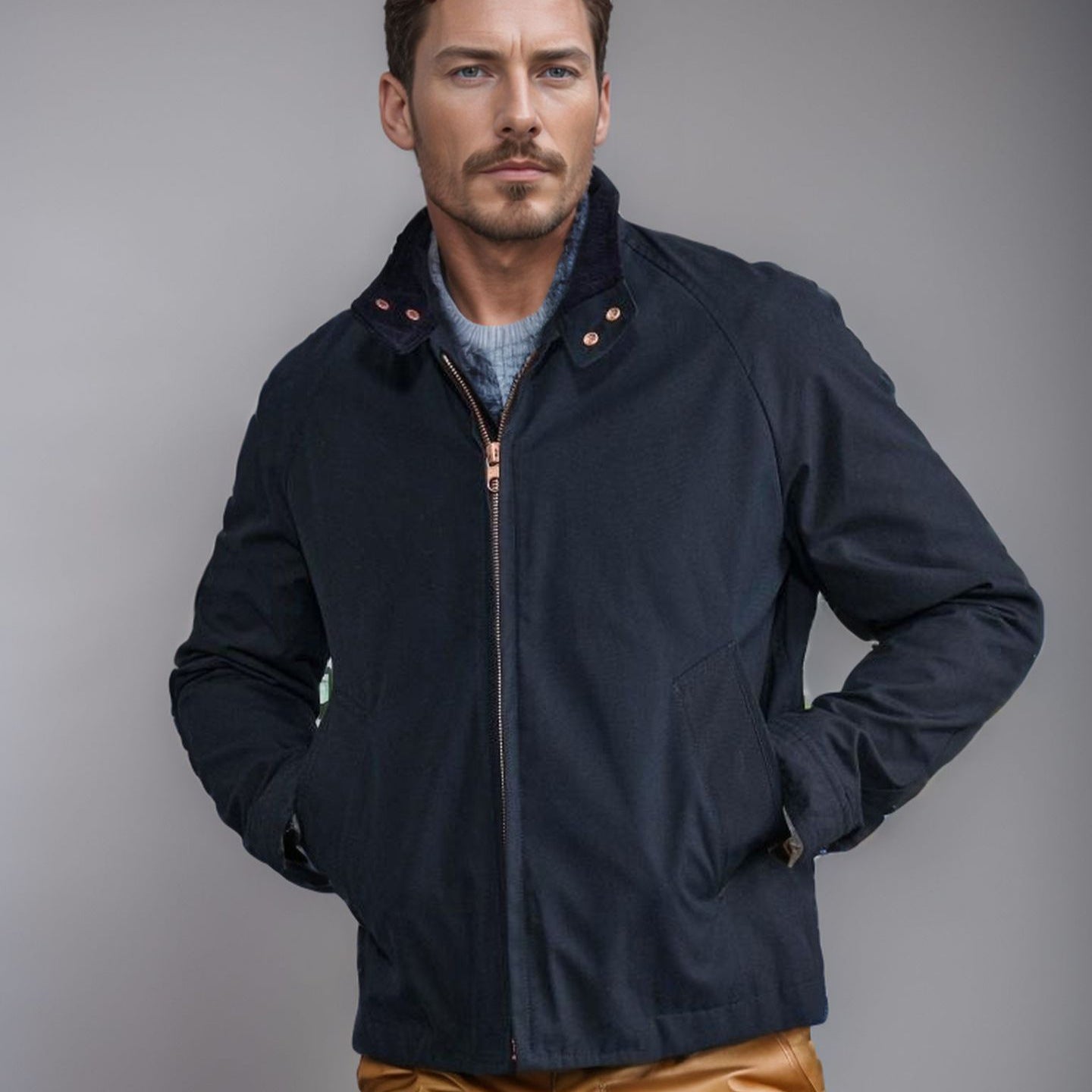 Herren sportliche Utility-Jacke mit wärmendem Innenfutter und stylischem Kragen R&B