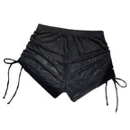 Damen Sportliche Raffungshorts aus transparentem Material R&B