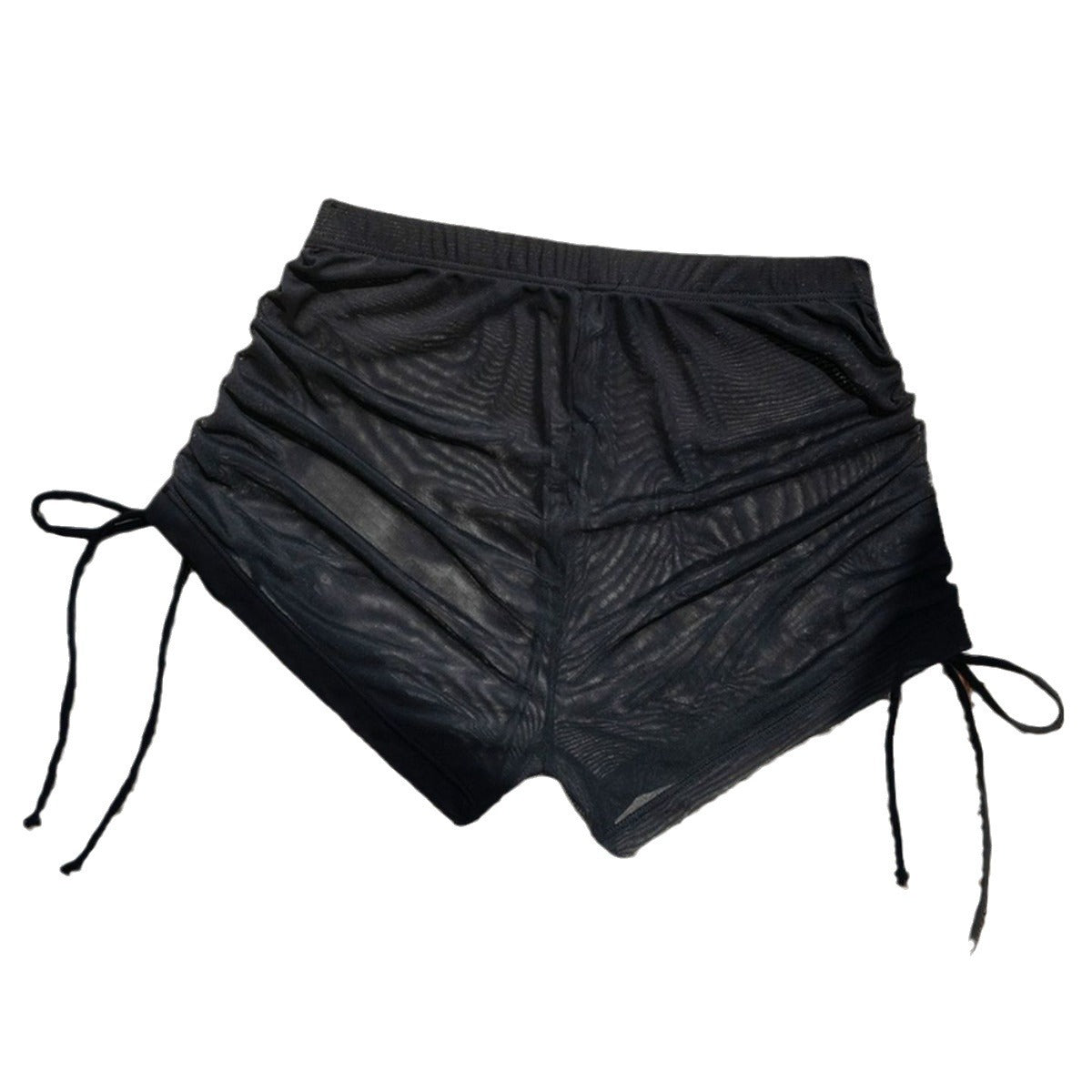 Damen Sportliche Raffungshorts aus transparentem Material R&B