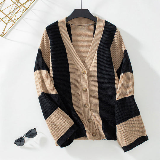R&B | Gestreifter Strick Strickjacke
