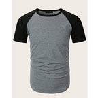Herren Rundhalsshirt mit kontrastierenden Ärmeln und figurbetonter Passform