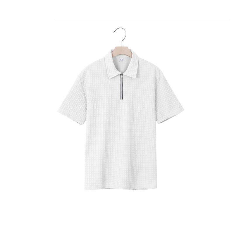 Herren Kurzarm Polo-Shirt mit strukturiertem Design und Reißverschluss R&B