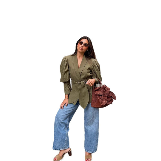 Damen modischer Wickelblazer R&B