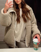 R&B | Stehkragen Doppel End Reißverschluss Fleece Strickjackejacke
