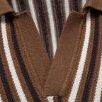 Herren nan gestreiftes Strickpoloshirt kurzarm aus feiner Baumwollmischung mit Polokragen und Rippbündchen R&B
