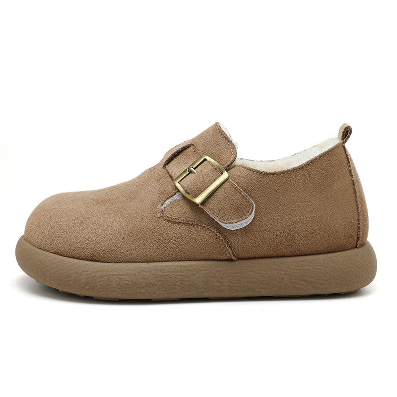 Damen Bequeme Slipper mit schnallenverzierung und weichem Fleece-Innenfutter R&B