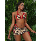 Damen Triangel-Bikini mit modischen Rüschendetails und aufregendem Tiermuster R&B