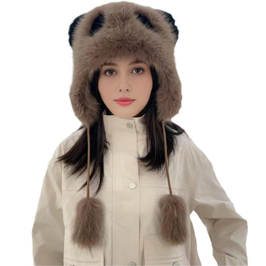 Damen Kuscheliger Panda-Mütze mit trendigen Ohren R&B