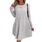 Damen lässiges Strickkleid mit asymmetrischem Schnitt und langen Ärmeln R&B