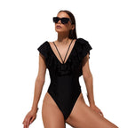 Damen Badeanzug mit voluminösen Rüschen R&B