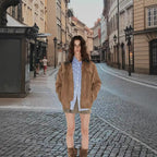 Damen Luxuriöse Wildlederjacke mit modernem Stehkragen R&B