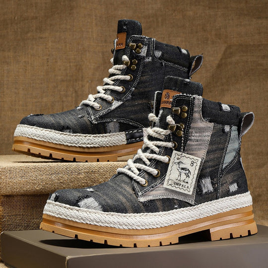 Damen Sportliche High-Top Boots mit strapazierfähigem Denim-Obermaterial R&B