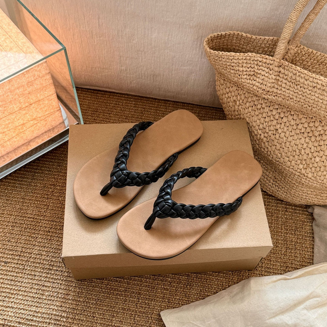 Damen Elegante Badesandalen mit geflochtenem Riemen und rutschfester Sohle R&B