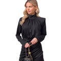 Damen Elegantes Wickelkleid mit langen Ärmeln und Raffung R&B