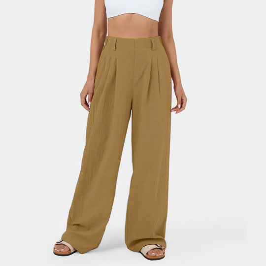 Damen Weite Chinohose mit elegantem Faltenwurf und seitlichen Taschen R&B