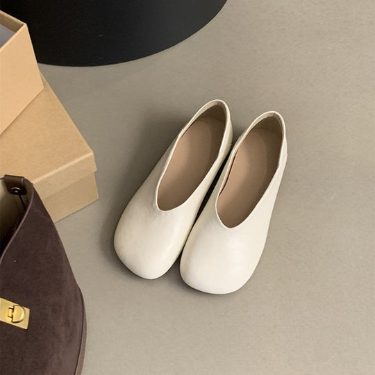 Damen Ballerina-Pantoletten mit weichem Leder und bequemem Fußbett R&B