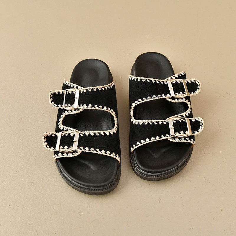 Damen Sandalen mit doppeltem Riemen und komfortabler Sohle EB
