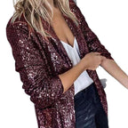 Damen Glitzernde Asymmetrische Blazerjacke mit modernem Schnitt EB