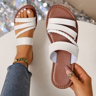 Damen Komfortable Riemchen-Sandalen mit geflochtenem Design R&B