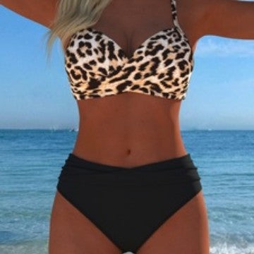 Damen Bikini-Set mit gepolstertem Oberteil und hohem Taillenschnitt R&B