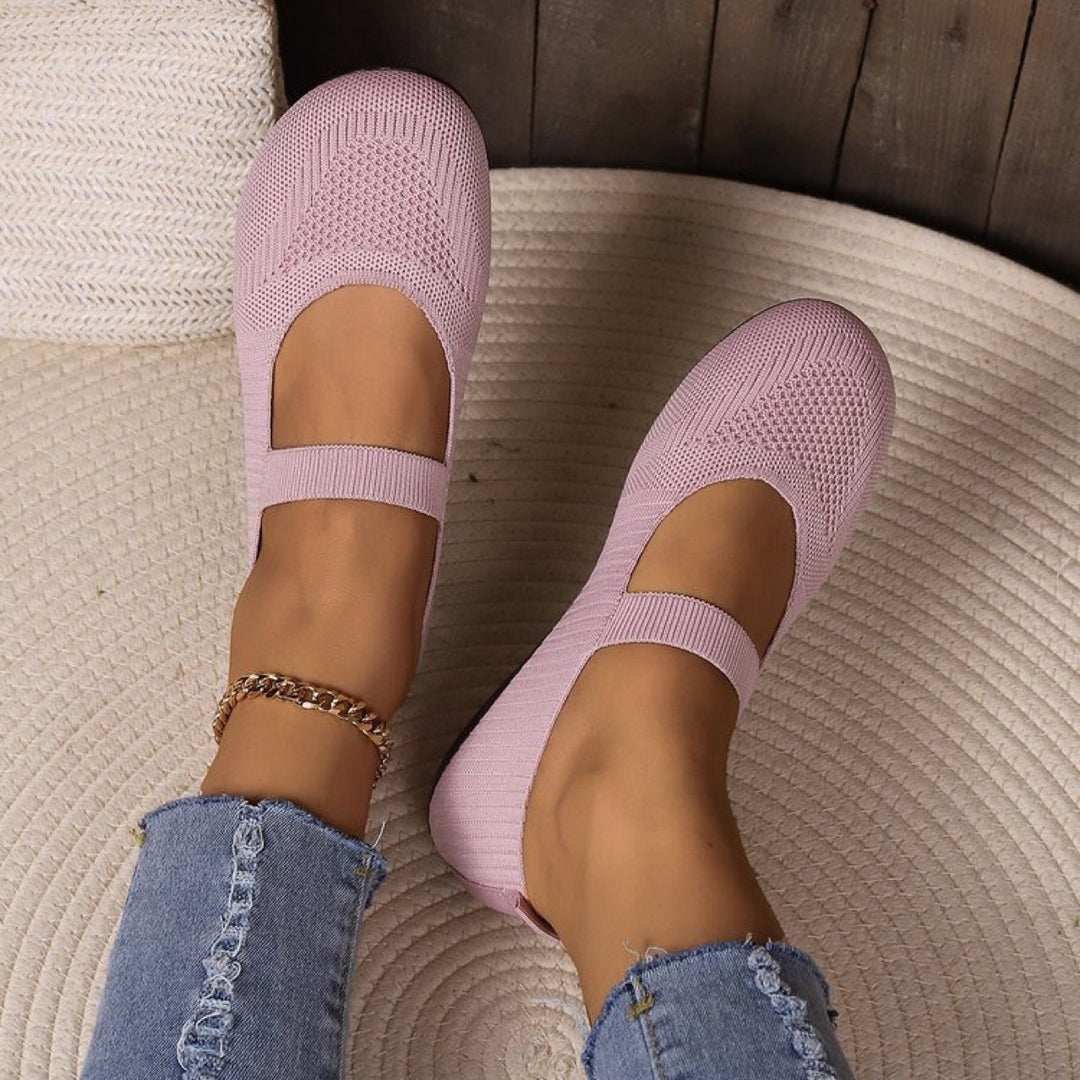 Damen elastische Ballerinas mit komfortablem Fußbett R&B