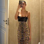 Damen Elegantes und verführerisches Leopardenspitzenkleid R&B