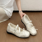 Damen elegante Ballerinas mit modischem Riemchen und atmungsaktiver Oberflächenstruktur R&B