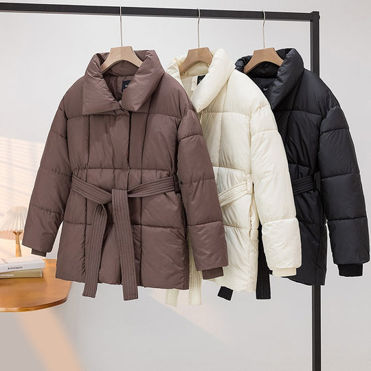 Damen Wattierte Jacke mit Gürtel und eleganter Kragenform R&B