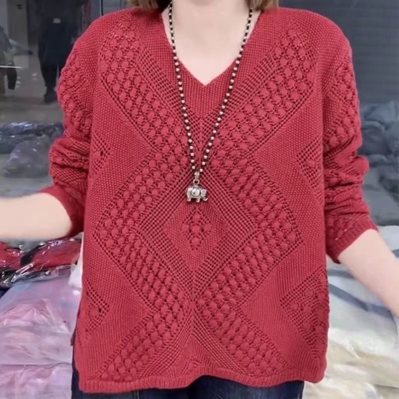 Damen Pullover mit V-Ausschnitt und modernem Strukturmuster R&B