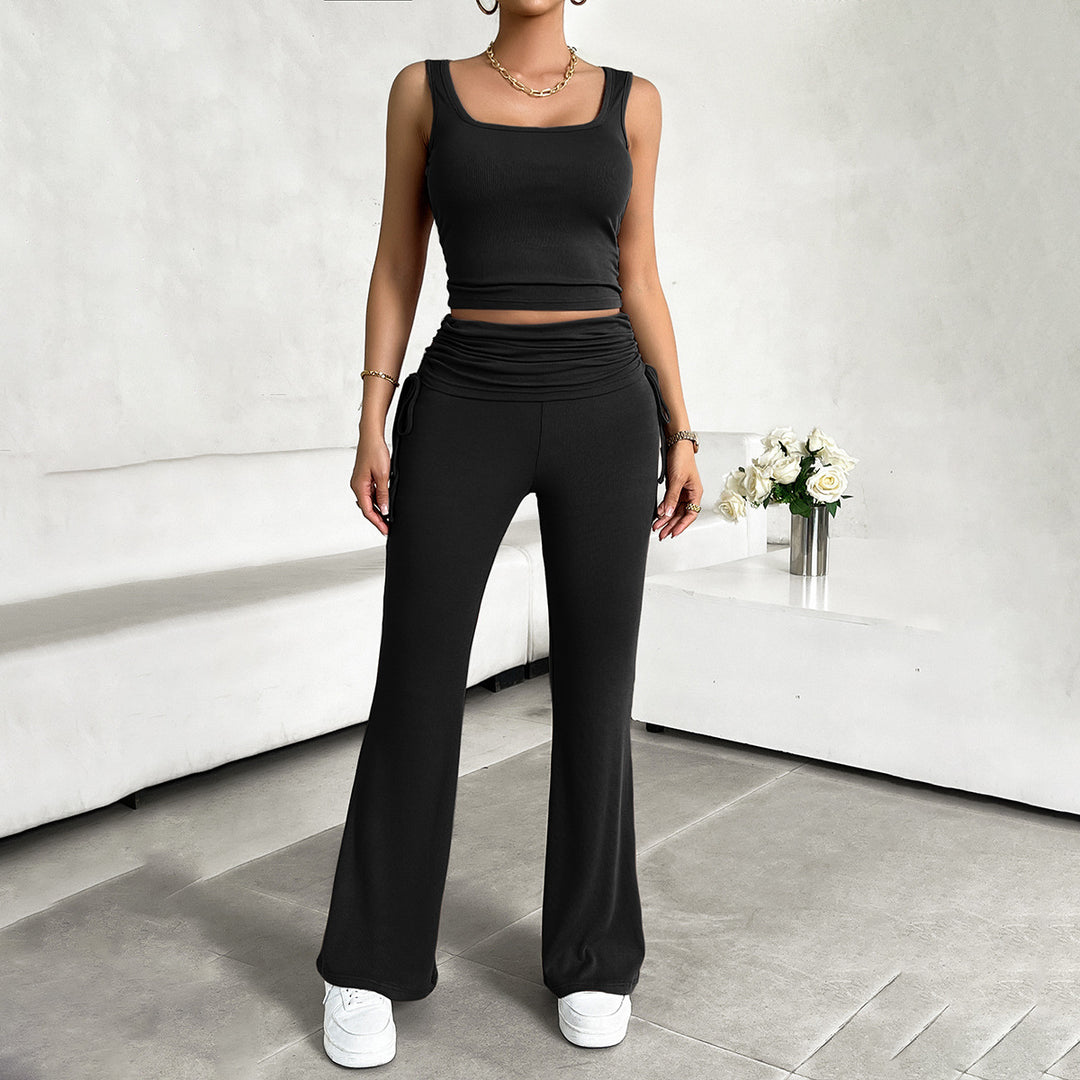 Damen funktionale Kombination aus ärmellosem Top und fließenden Hose R&B