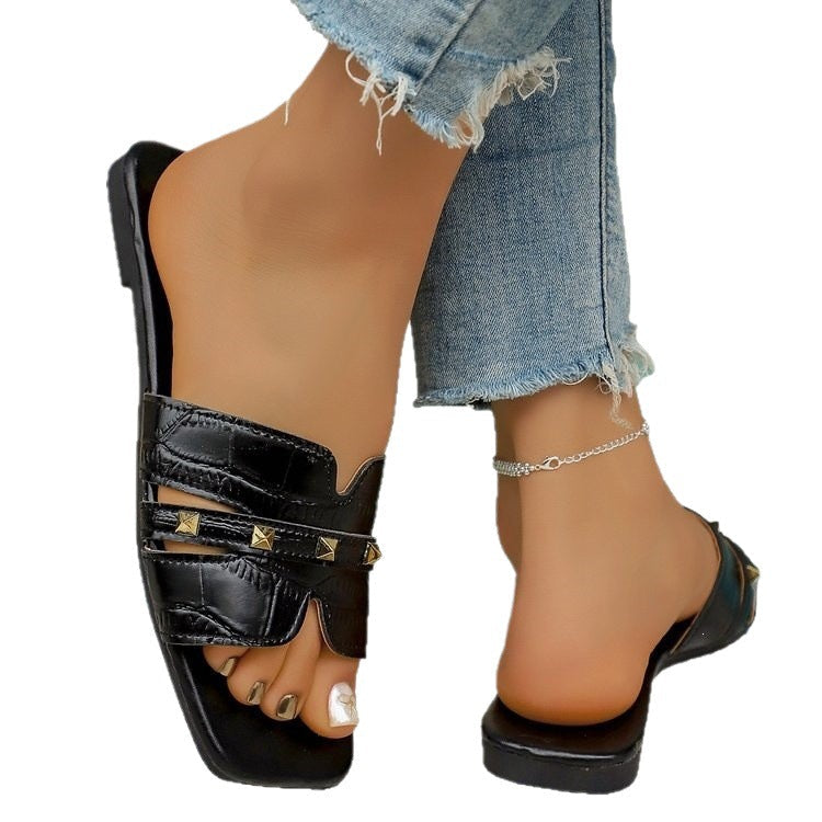 Damen Elegante und bequeme Mules mit edlen Verzierungen R&B