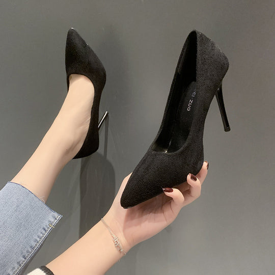 Damen nan spitze Veloursleder-Optik Pumps mit gepolstertem Fußbett und schlankem Stilettoabsatz R&B