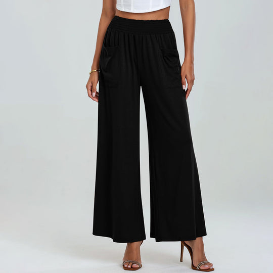 Damen Weit geschnittene Palazzo-Hose mit elastischem Bund und praktischen Taschen R&B