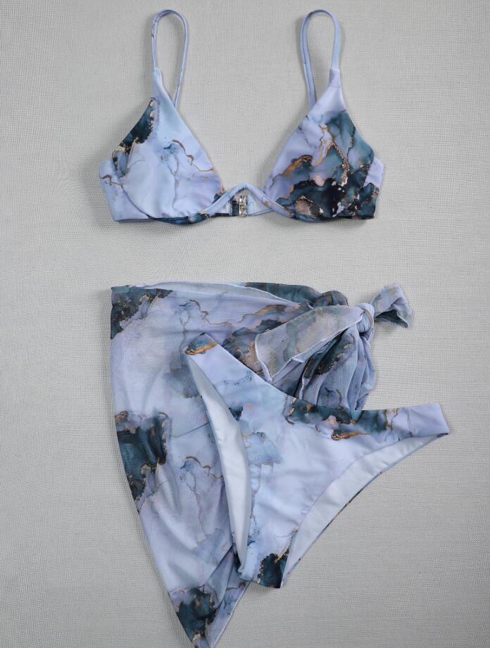 Damen Triangel-Bikini-Set mit Übergroßem Wickelrock R&B