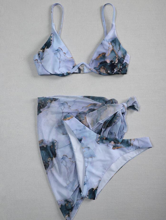 Damen Triangel-Bikini-Set mit Übergroßem Wickelrock R&B