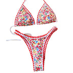 Damen Triangel-Bikini mit floralen Mustern und verspielten Details