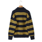 Damen gestreifter Poloshirt-Strickpullover R&B