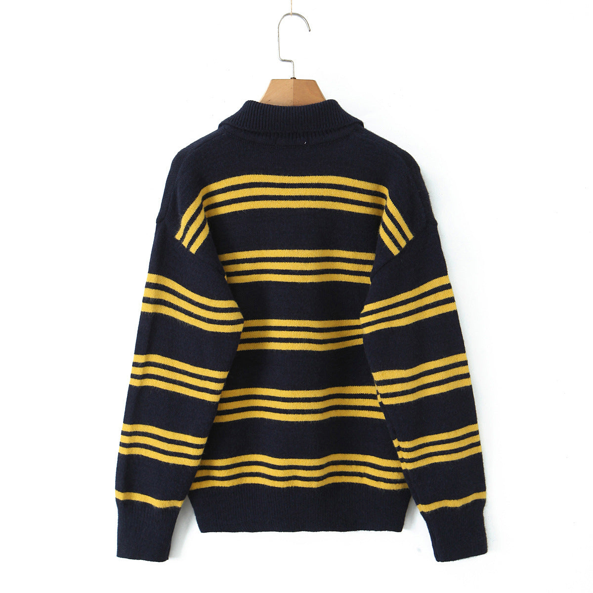 Damen gestreifter Poloshirt-Strickpullover R&B