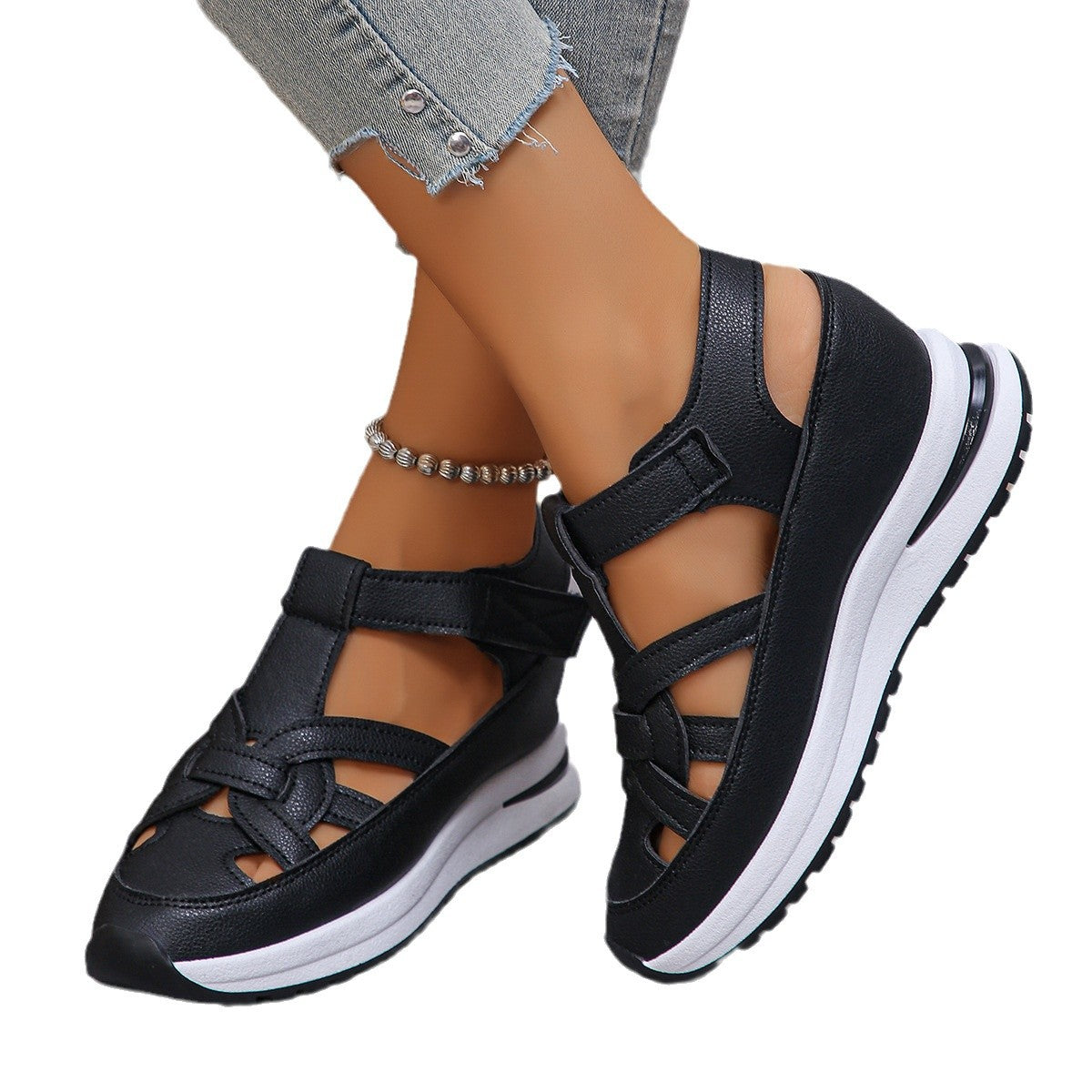 Damen Wedge-Sandalen mit verstellbarem Riemendesign und anatomischem Fußbett R&B