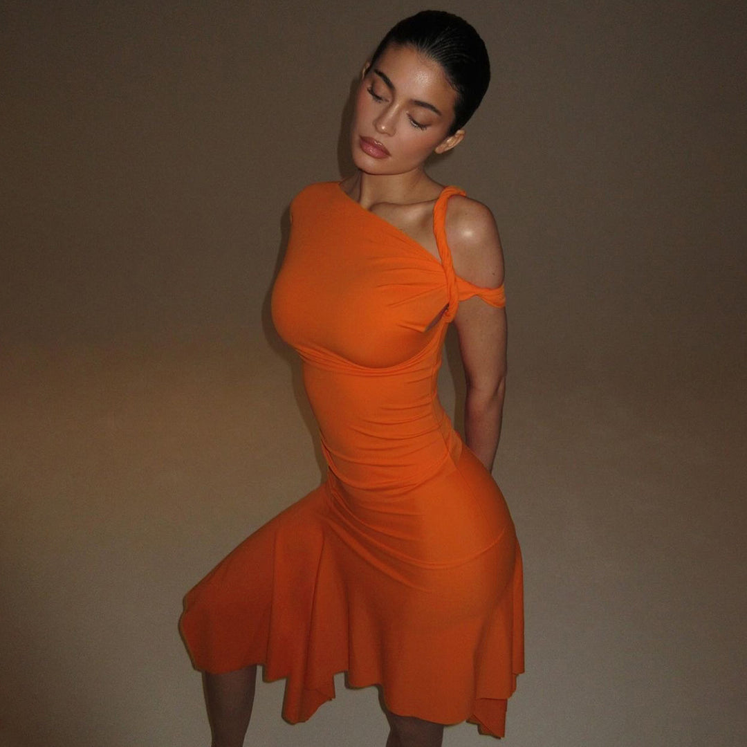 Damen Einseitiges Minikleid mit elegantem asymmetrischem Saum und raffiniertem Cut-Out R&B