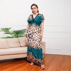 Damen Maxikleid mit elegantem Tierdruck und fließendem Schnitt R&B