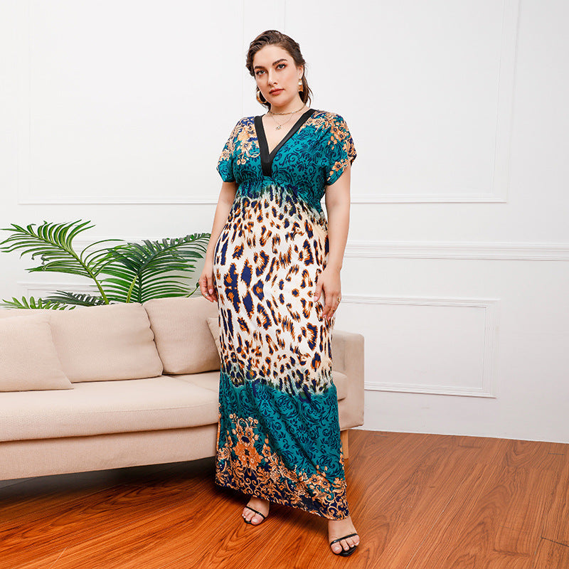 Damen Maxikleid mit elegantem Tierdruck und fließendem Schnitt R&B