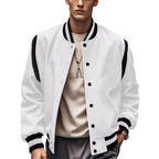 Herren Sportliche Collegejacke im retro Stil mit Kontrastärmeln und Druckknopfverschluss R&B