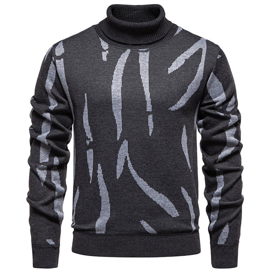 Herren modischer Pullover mit Stehkragen und einzigartigem Muster R&B
