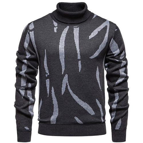 Herren modischer Pullover mit Stehkragen und einzigartigem Muster R&B